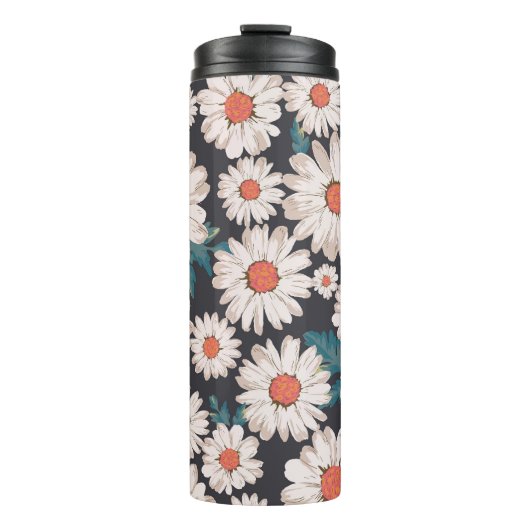 Naadloze bloesem Daisy Flower Pattern Thermosbeker (Voorkant)