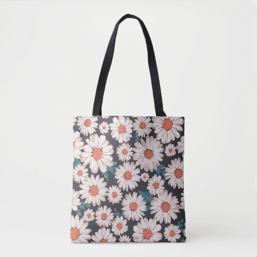 Naadloze bloesem Daisy Flower Pattern Tote Bag (Voorkant)