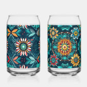 Naadloze boho print kleurrijke bierblikglas blikvorm glas (Voorkant)