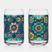 Naadloze boho print kleurrijke bierblikglas blikvorm glas (Links)