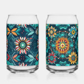 Naadloze boho print kleurrijke bierblikglas blikvorm glas (Achterkant)