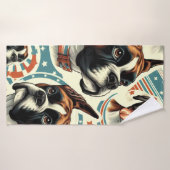  naadloze bokser hondenillustratie badhanddoek (Badhanddoek)