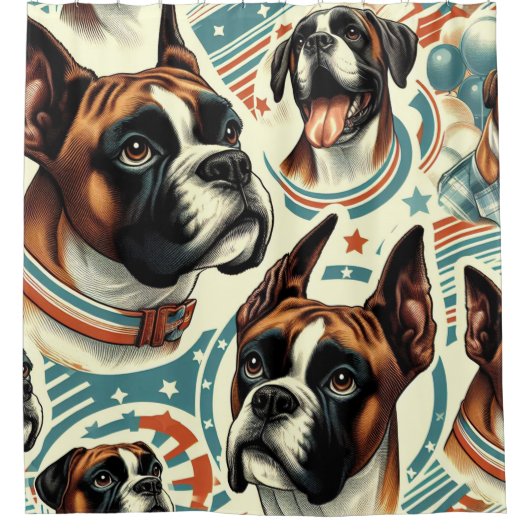  naadloze bokser hondenillustratie douchegordijn (Voorkant)