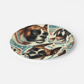  naadloze bokser hondenillustratie papieren bordje (Gekanteld)