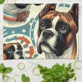  naadloze bokser hondenillustratie theedoek (Gevouwen)