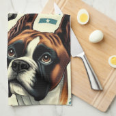  naadloze bokser hondenillustratie theedoek (Quarter Fold)