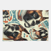  naadloze bokser hondenillustratie theedoek (Horizontaal)