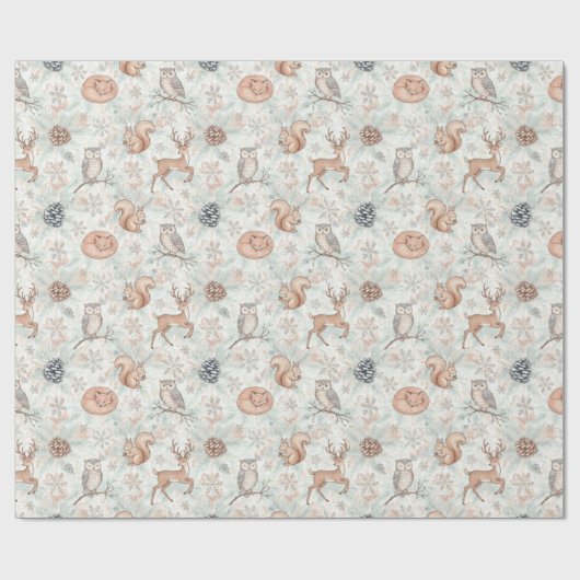 Naadloze bosdieren patroon cadeaupapier (Vlak)