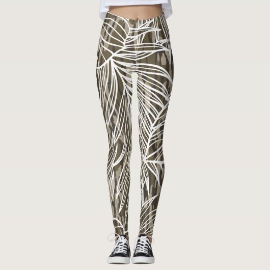 Naadloze Botanische Bottom Lands Camo Leggings (Voorkant)