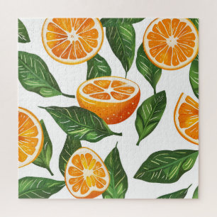 Naadloze botanische vrucht sinaasappel citrus legpuzzel