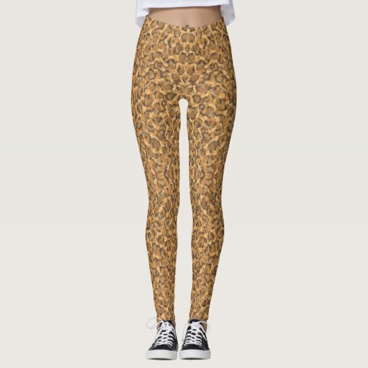 Naadloze bruine luipaardprint leggings (Voorkant)