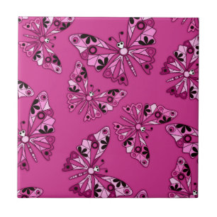 Naadloze cartoon kind abstract butefly patroon tegeltje