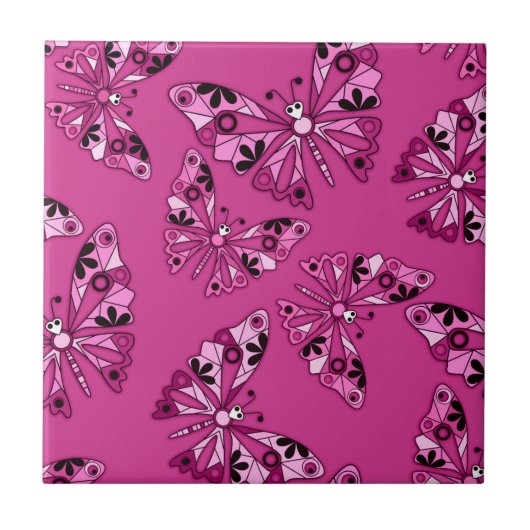 Naadloze cartoon kind abstract butefly patroon tegeltje (Voorkant)