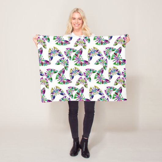 Naadloze cartoon kinder  abstract buttefly patroon fleece deken (In situ)