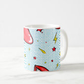 Naadloze cartoon komiek superspraakbelletje koffiemok (Voorkant rechts)