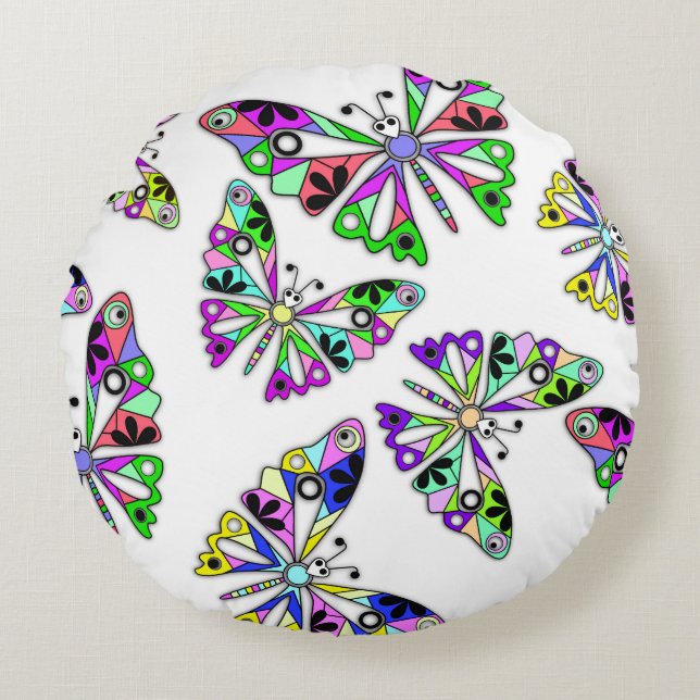 Naadloze cartoon leuk kinder, abstract maar puur rond kussen (Voorkant)