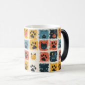 Naadloze Cat Cartoon Paws Fun Pattern Design Magische Mok (Voorkant rechts)