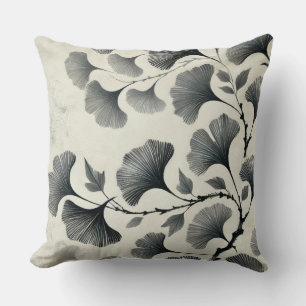 Naadloze Chinese Ink Schilderij Ginkgo Leaf Patroo Kussen