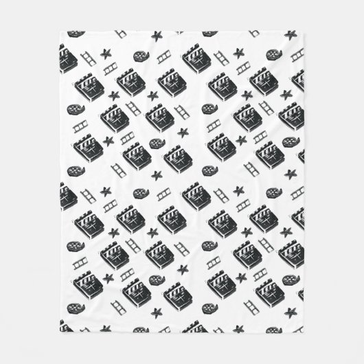Naadloze Ciak Pattern met bioscoopsymbolen en klap Fleece Deken (Voorkant)