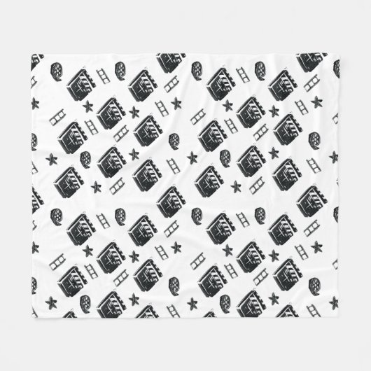 Naadloze Ciak Pattern met bioscoopsymbolen en klap Fleece Deken (Voorkant (Horizontaal))