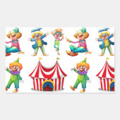 Naadloze clowns en circustent rechthoekige sticker (Voorkant)