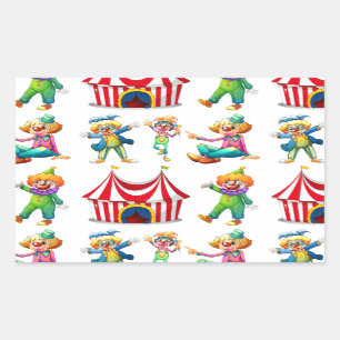 Naadloze clowns en circustent rechthoekige sticker