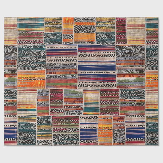 Naadloze collage van patchwork, mix het quilpatroo cadeaupapier (Vlak)