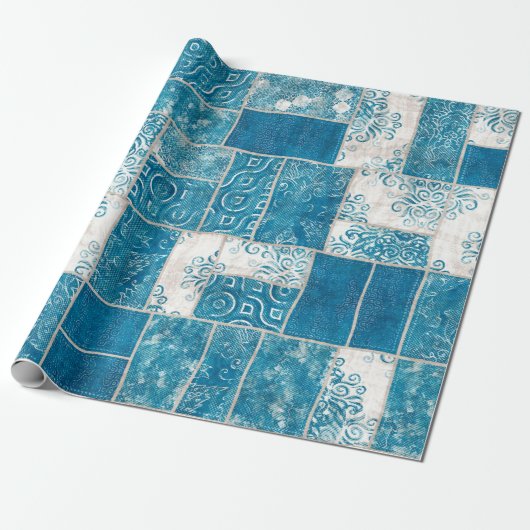 Naadloze collage van patchwork, mix het quilpatroo cadeaupapier (Uitgerold)