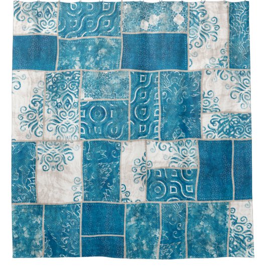 Naadloze collage van patchwork, mix het quilpatroo douchegordijn (Voorkant)