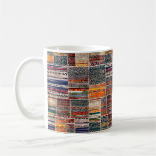 Naadloze collage van patchwork, mix het quilpatroo koffiemok