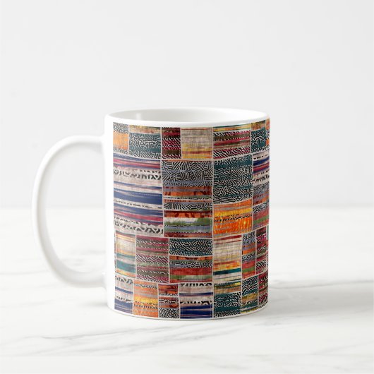 Naadloze collage van patchwork, mix het quilpatroo koffiemok (Links)