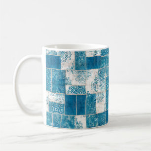Naadloze collage van patchwork, mix het quilpatroo koffiemok