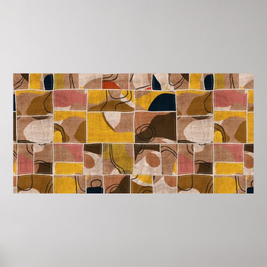 Naadloze collage van patchwork, mix het quilpatroo poster (Voorkant)