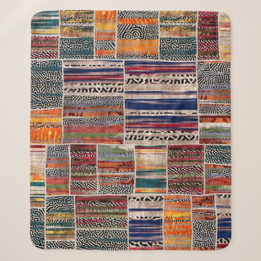 Naadloze collage van patchwork, mix het quilpatroo sherpa deken (Voorkant)