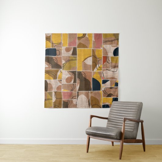 Naadloze collage van patchwork, mix het quilpatroo wandkleed (In Situ (horizontaal))