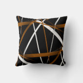 Naadloze Criss Cross Sienna Brown en White Lines Kussen (Achterkant)