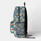 Naadloze Daisy Flower Pattern op Blauw Bedrukte Rugzak (Rechts)