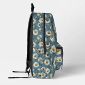 Naadloze Daisy Flower Pattern op Blauw Bedrukte Rugzak (Links)