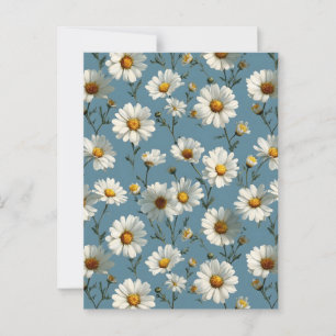 Naadloze Daisy Flower Pattern op Blauw Briefkaart