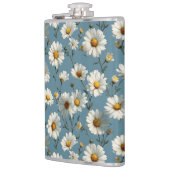 Naadloze Daisy Flower Pattern op Blauw Heupfles (Links)