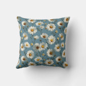 Naadloze Daisy Flower Pattern op Blauw Kussen (Achterkant)