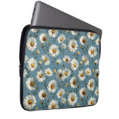 Naadloze Daisy Flower Pattern op Blauw Laptop Sleeve (Voorkant Rechts)