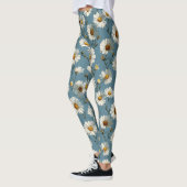 Naadloze Daisy Flower Pattern op Blauw Leggings (Links)