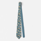 Naadloze Daisy Flower Pattern op Blauw Stropdas (Voorkant)