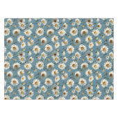 Naadloze Daisy Flower Pattern op Blauw Tafelkleed (Voorkant (Horizontaal))