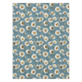 Naadloze Daisy Flower Pattern op Blauw Tafelkleed (Voorkant)