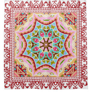 Naadloze demask met kleurrijke patchwork. Vintage Douchegordijn