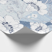 naadloze denim patchwork op flower cadeaupapier (Hoek)