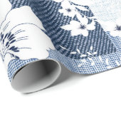 naadloze denim patchwork op flower cadeaupapier (Rol Hoek)