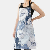 naadloze denim patchwork op flower schort (Insitu)